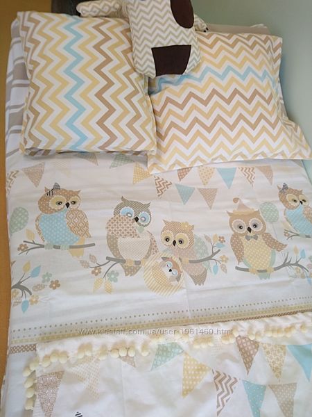 постельное в  детскую кроватку совята