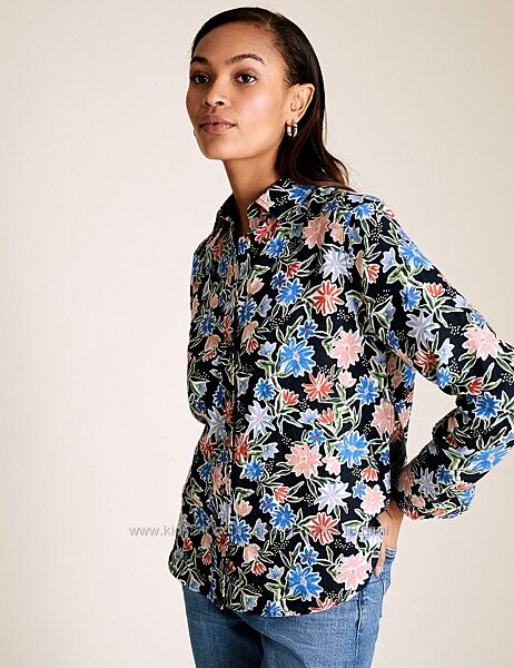 Стильна яскрава льняна сорочка в ідеалі від M&S, L-XL 