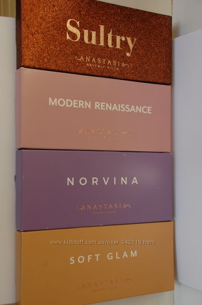 Anastasia Beverly Hills палетки Soft glam, Sultry, Modern Renaissance, Norv