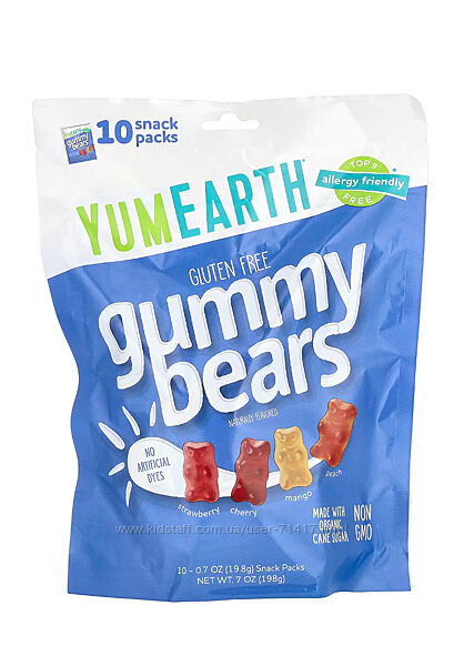 Жевательные конфеты мармелад Yumearth. Мишки. Фруктовые снеки