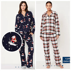 Пижама Олдневи фланелевая в клетку, Санта, длинный рукав
