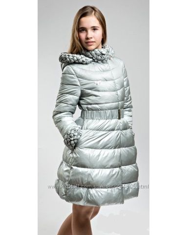 Зимнее пальто пуховик Италия Via Lattea рост 129-134 новое перламутр 