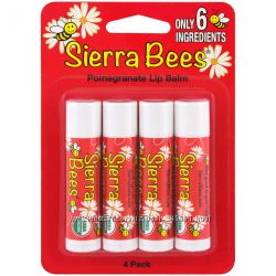 Sierra Bees, органические бальзамы для губ, гранат, 4 штуки по 4,25 г