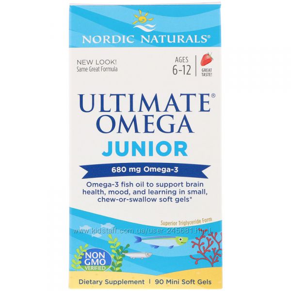 Nordic Naturals, Ultimate Omega, Junior, 680 мг, 90 шт Омега 
