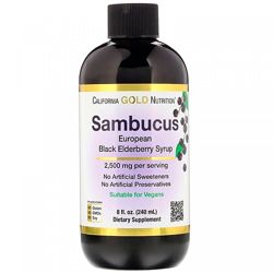 California Gold Nutrition, Сироп из европейской черной бузины,2500мг, бузина