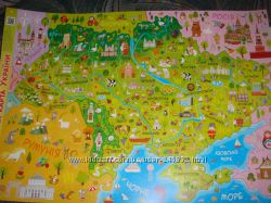 Карта Украины настенная детская формат А2 42на59, 5см плотная мелованная бу