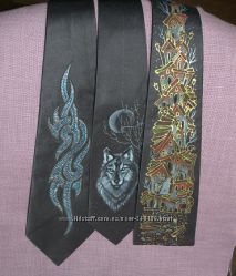 Продам галстуки из серого шёлка с росписью