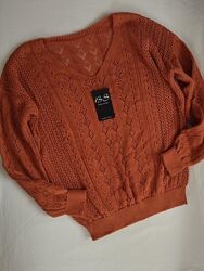 Жіноча напіввовняна ажурна кофта светр джемпер пуловер італія