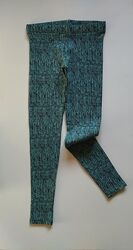 Бавовняні лосини легінси бірюзово чорного кольору жіночі штани