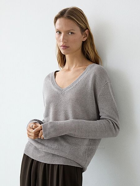 Розкішний джемпер, светр Massimo Dutti, 100 льон, розмір М.