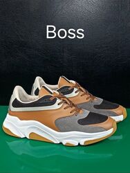 Кожаные кроссовки Boss Herren Asher Runn mx Sneakers Open Grey 60 Оригинал