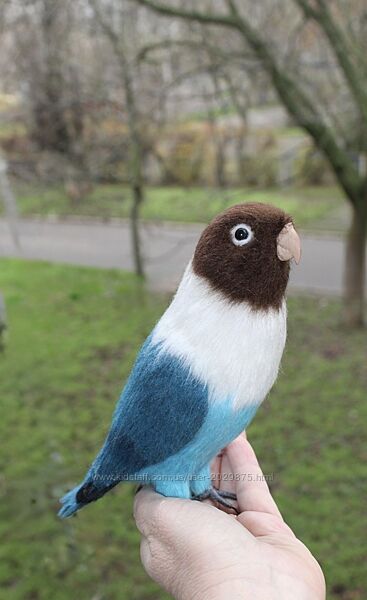 Папуга войлочний нерозлучник іграшка валяна з шерсті інтерєрний попугай пта