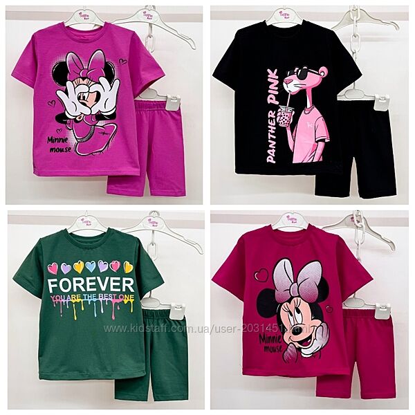 Костюм детский летний с шортами для девочки, футболка  шорты