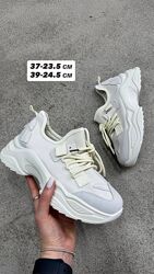 Кроссовки женские, бежевые, эко замша, текстильные, бежевые