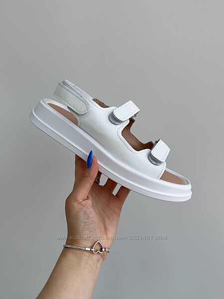  Босоножки женские кожаные белые