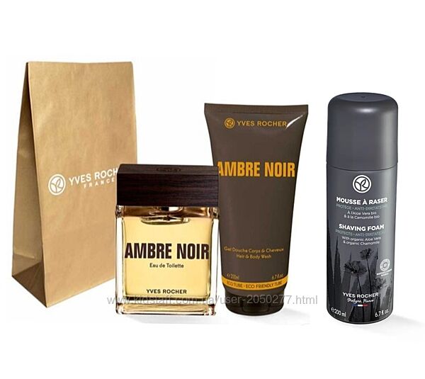 Набор Ambre Noir Туалетная вода 50мл Пена для бритья Гель Yves Rocher Ів