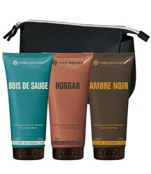 Набор Гель для душа Ambre Noir Bois de Sauge Hoggar Косметичка Ив Роше Yves