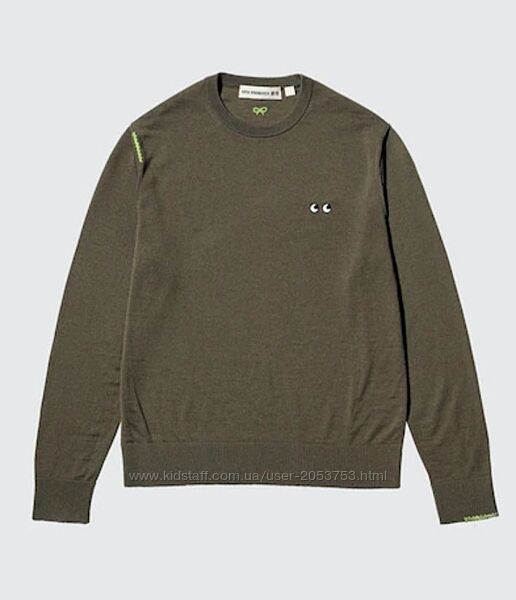 Тонкий шерстяний светрик Uniqlo оливкового кольору - XS/S