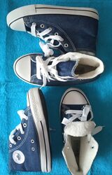 Кеды высокие/хайтопы/ на шнурках, утепленные р.30,32,34, новые