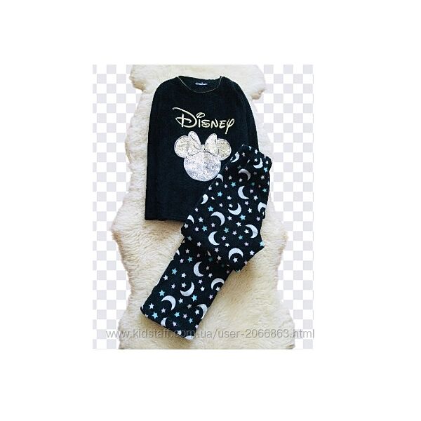 10-11 років, Disney пухнаста флісова піжама з Міні Маус. Золоті та срібні п