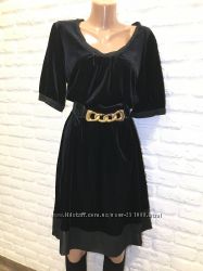 Бархатно- велюровое платье р. 50 или 16хл черное