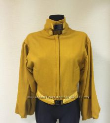 Желтое женское короткое шерстяное пальто Leagel