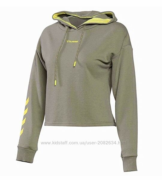 Худи женское Hummel Crop Hoodie размер М цвет зеленый оливковый хлопок