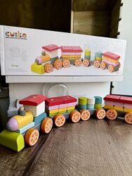 Розвиваюча деревяна іграшка Cubika Потяг 38 елементів набір розвиваючі