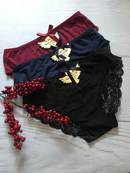 Набір бавовняних трусиків з мереживом 