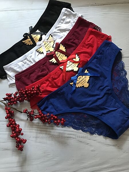 Бавовняні трусики з мереживом 