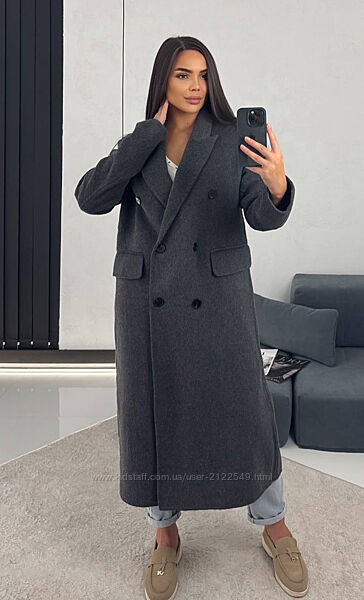Довге шерстяне пальто прямого крою, оверсайз