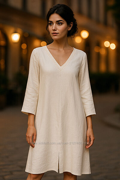 Шикарне дизайнерське плаття з італійського льону, ручна вишивка, оверсайз,