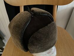 Шикарная шапка ушанка Нат замша овчина р 60 сост новой