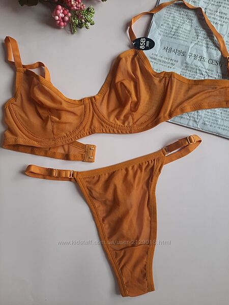 Прозорий набір білизни з сіточки без поролону ліф на кісточках