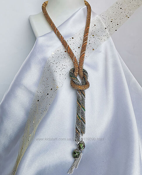 Прикраса із бісеру кольє-джгут Блискуча тиша