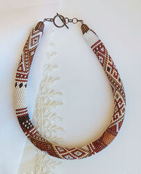 Прикраса із бісеру кольє-джгут Медова стежка