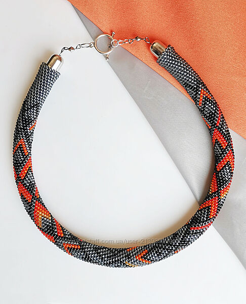 Прикраса із бісеру кольє-джгут Жар-птиця