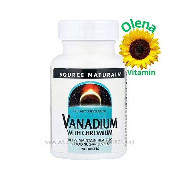 Ванадій та хром Vanadium with Chromium Source Naturals, 90 таблеток