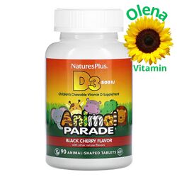 Вітамін D3 дитячий Animal Parade NaturesPlus 500 МО без цукру