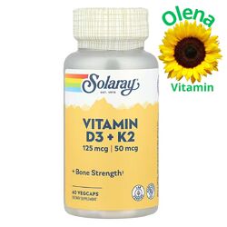 Вітаміни Д3K2 Solaray 5000 МО / Vitamin D3K2 - 60 капсул