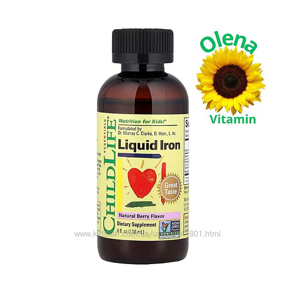 ChildLife Essentials, рідке залізо для дітей Liquid Iron ChildLife 118 мл
