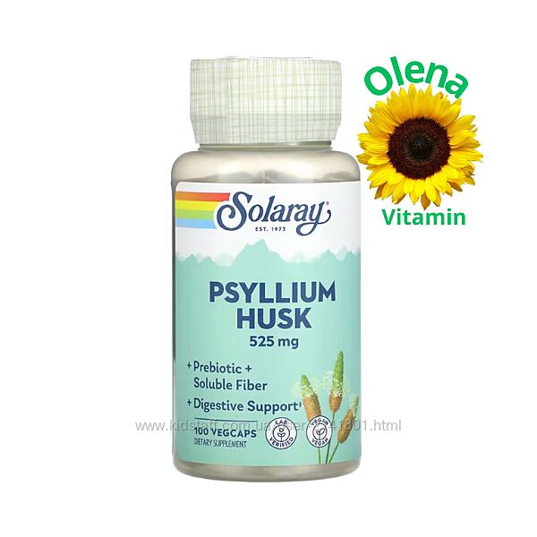 Псиліум у капсулах 525 мг Solaray Psyllium Husk 100 капсул