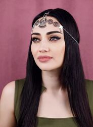 Восточное украшение на волосы тика, цепочка на голову в стиле бохо, тика