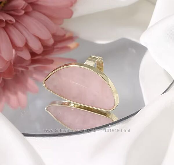 Геометрическое колечко с перламутром, крупное розовое кольцо, перстень