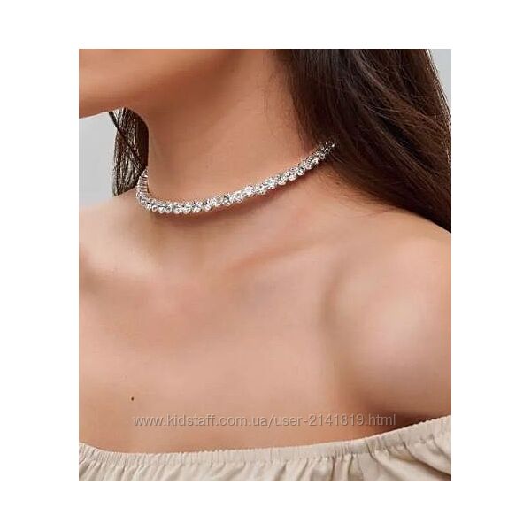 Стильный чокер крупные стразы, блестящий чокер обруч со стразами, колье