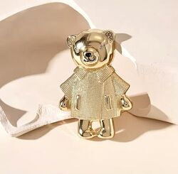 Популярная брошь медвежонок max mara, золотая брошка teddy мишка макс мара