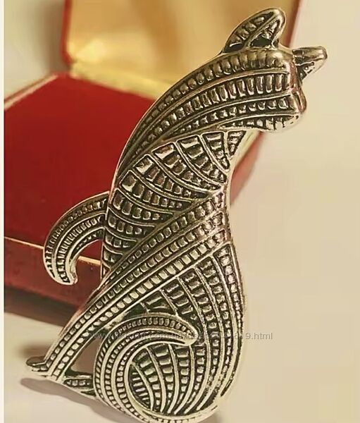 Винтажная брошь кошка, брошка кот в египетском стиле, брошь кот минимализм