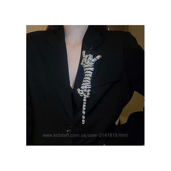 Наплечная брошь тигр 26 см, брошка эполет на плечо тигр серебро, брошь тигр