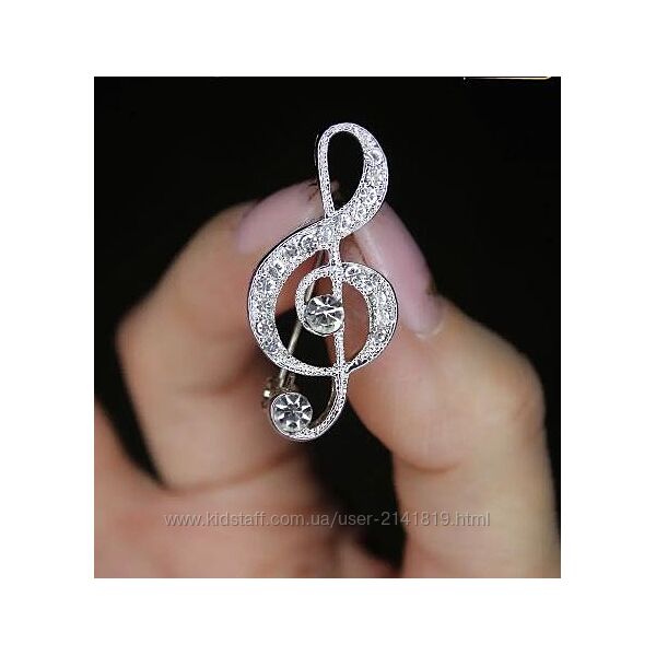 Миниатюрная брошка скрипичный ключ, брошь музыкальный ключ, мини брошка нот