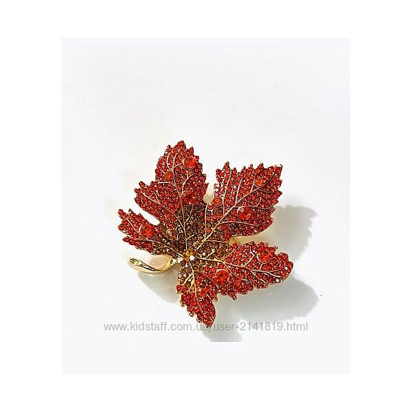 Красивая брошь кленовый лист, брошка оранжевый лист, осенняя брошь листок
